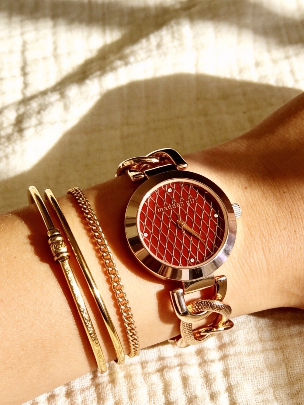 Madden Girl Rose Gold 7" Chain-Link Women's Watch
